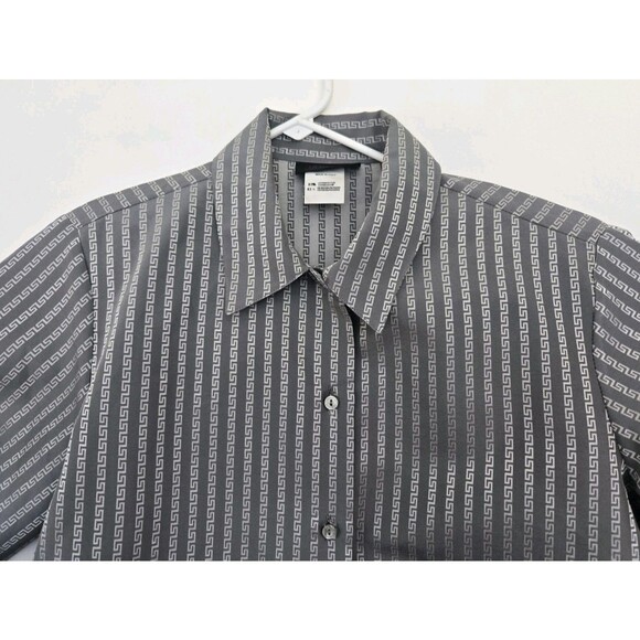 Versace Classic V2 Mens 42 Grey Geometric Button-Up Dress Italy Dress Casual - Picture 2 of 9